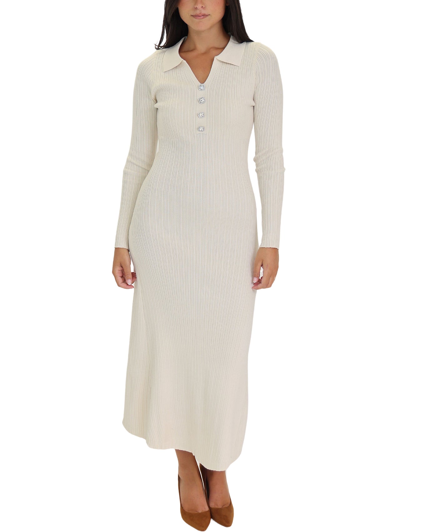 Knit Ribbed Midi Dress view 1