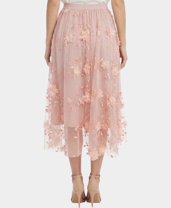 Tulle Embroidered & Petal Midi Skirt view 2