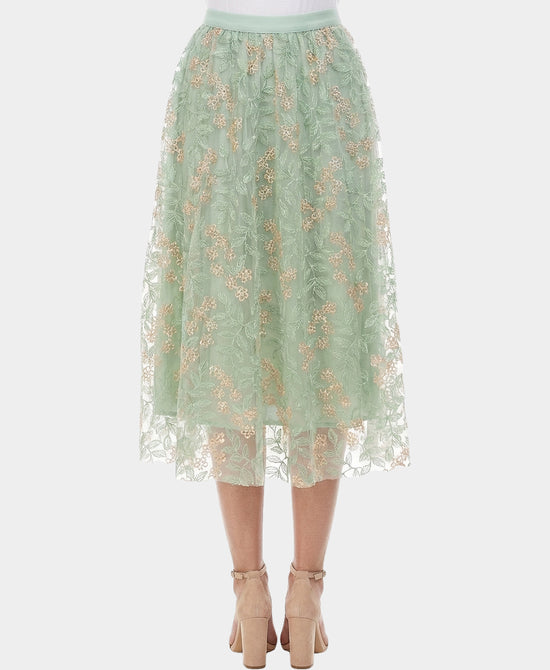 Tulle Embroidery Midi Skirt view 2