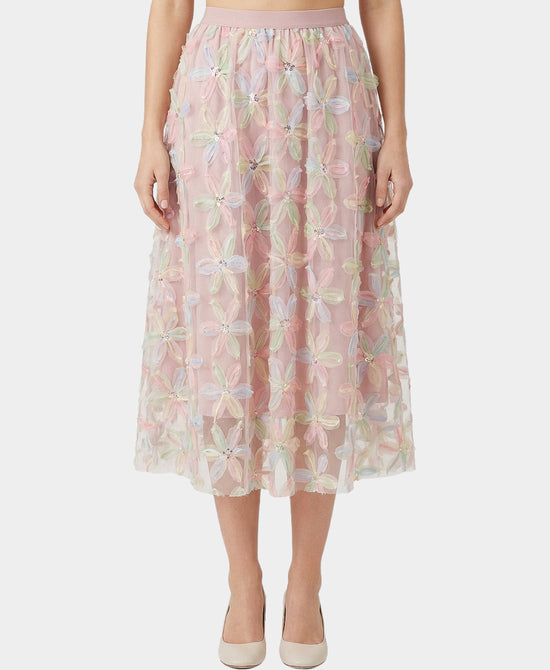 Tulle Petal Midi Skirt w/ Sequins view 1