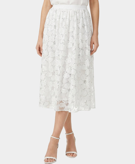 Tulle Flower Midi Skirt w/ Sequins view 1