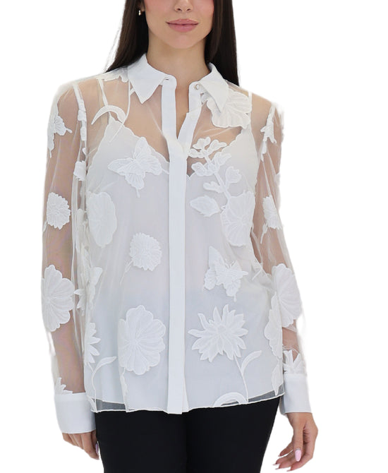 Embroidered Flower Top view 