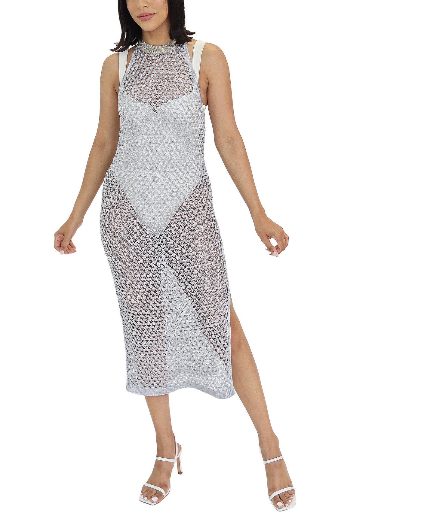 Metallic Crochet Swim Cover-Up view 1