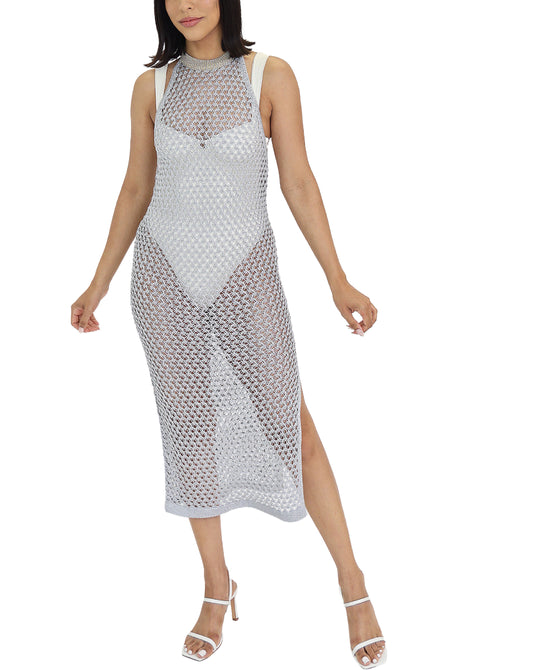 Metallic Crochet Swim Cover-Up view 