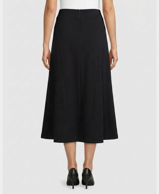 
Faux Suede Midi Skirt w/ Pockets in BLACK view 2