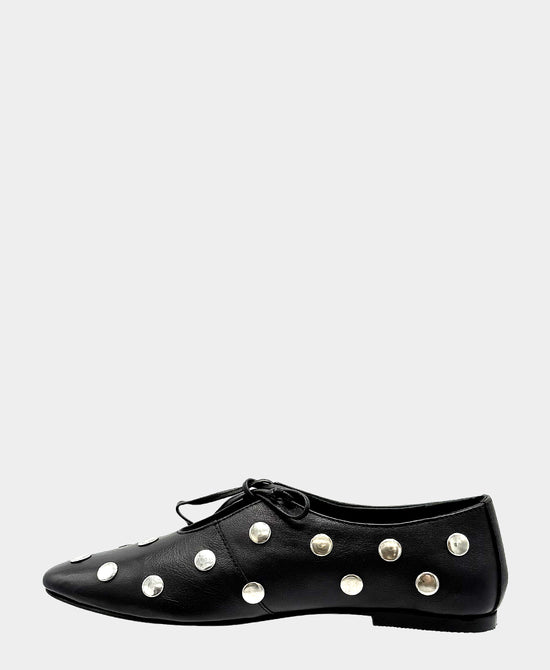 
Leather Grommet Flat in BLACK/SILVER view 2