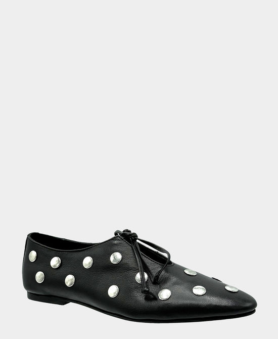 
Leather Grommet Flat in BLACK/SILVER view 1