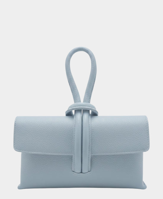 
Leather Loop Handle Handbag in LIGHT BLUE view 1