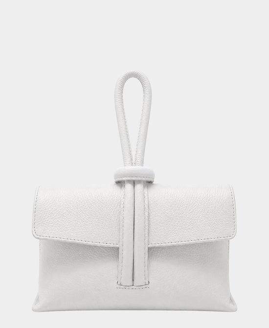 
Leather Loop Handle Handbag in WHITE view 1