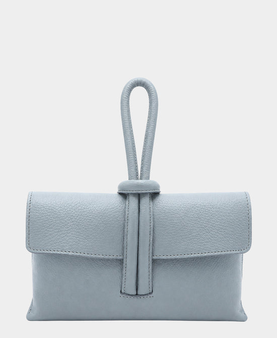 
Leather Loop Handle Handbag in LIGHT BLUE view 1