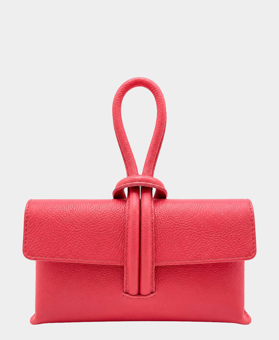 
Leather Loop Handle Handbag in ROSE view 1