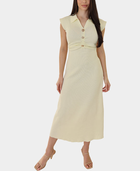 Knit Midi Dress w/ Button Detail view 