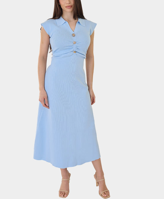 Knit Midi Dress w/ Button Detail view 