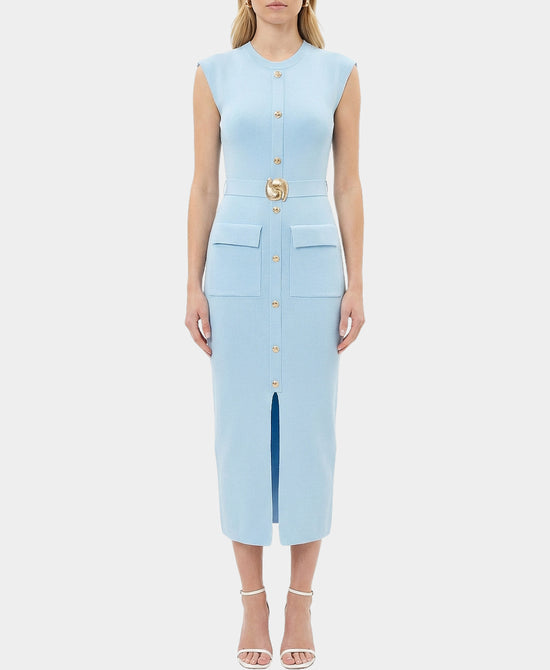 Knit Midi Dress w/ Button Detail view 1