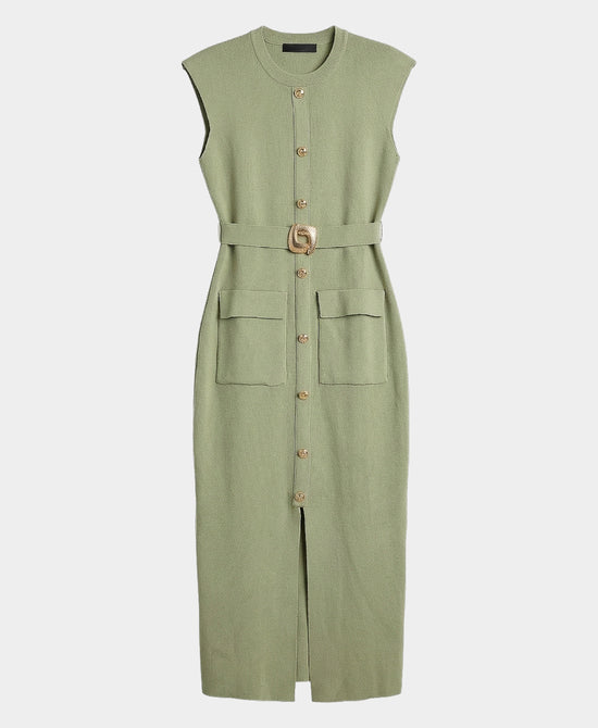 Knit Midi Dress w/ Button Detail view 