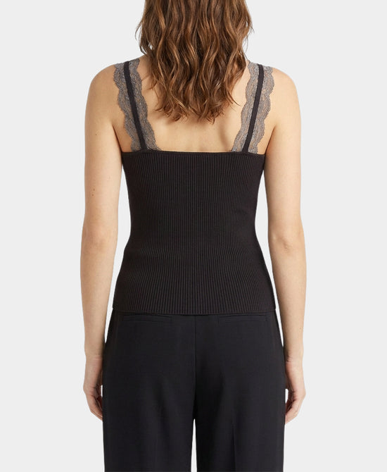 Ribbed Tank w/ Lace Trim view 2