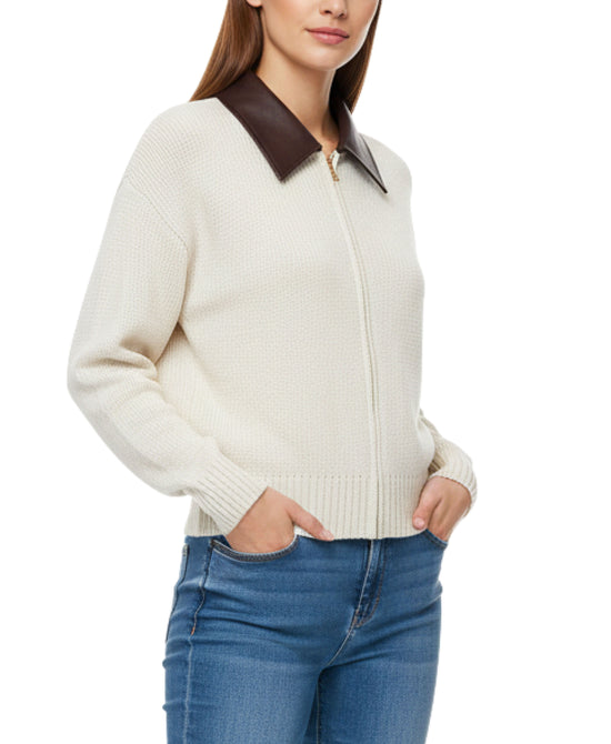 Sweater w/ Faux Leather Trim view 