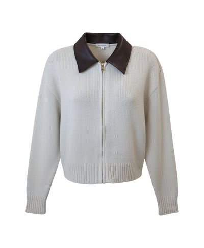 Sweater w/ Faux Leather Trim image 1