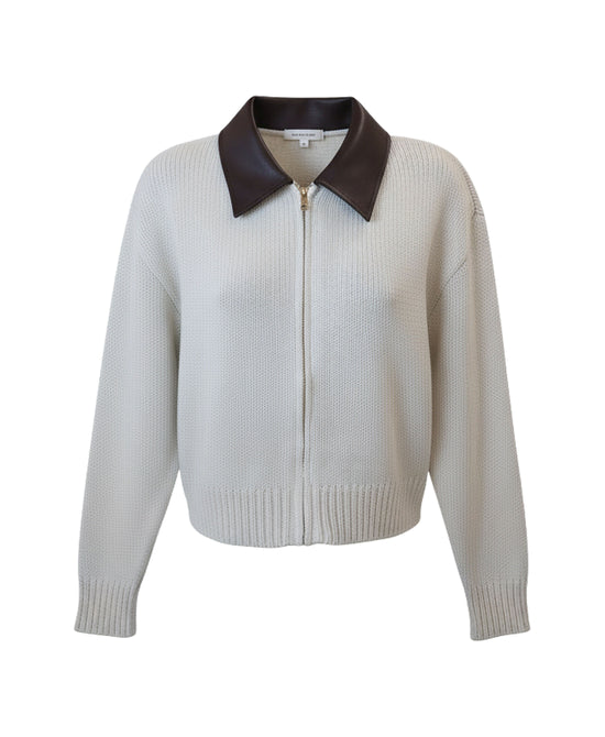 Sweater w/ Faux Leather Trim view 