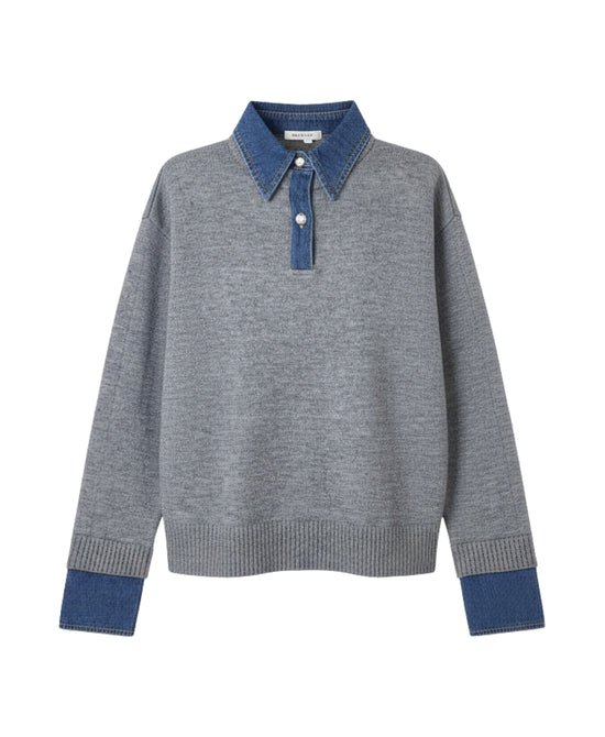 Sweater w/ Denim Trim view 