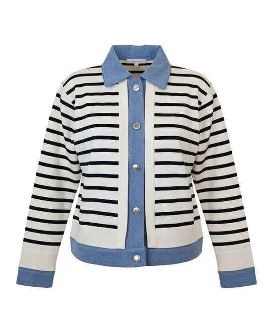 Striped Sweater w/ Denim Trim view 