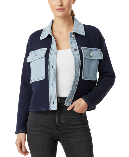 Cardigan w/ Denim Trim view 