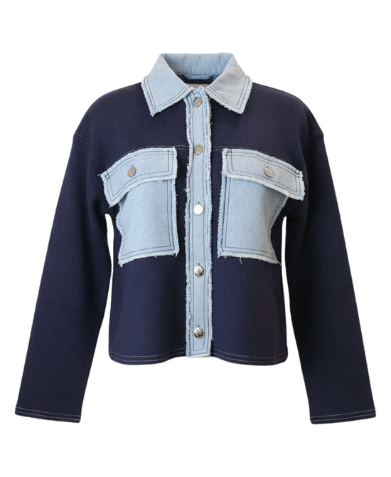 Cardigan w/ Denim Trim view 