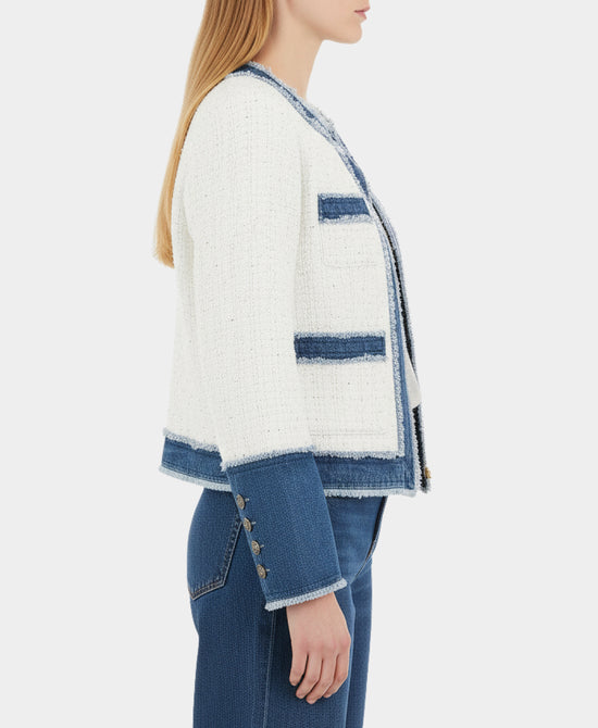 Tweed Blazer w/ Denim Trim view 