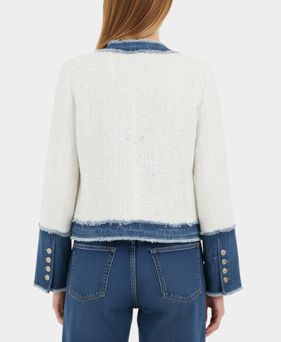 Tweed Blazer w/ Denim Trim image 3