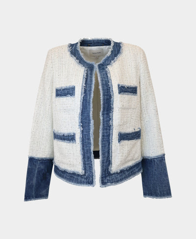 Tweed Blazer w/ Denim Trim image 4