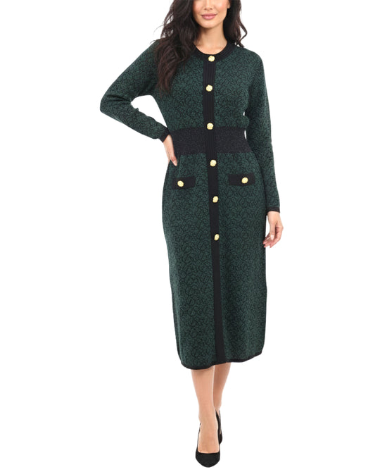 Printed Lurex Knit Midi Dress view 