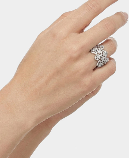 
Cubic Zirconia Geometric Ring in SILVER view 1