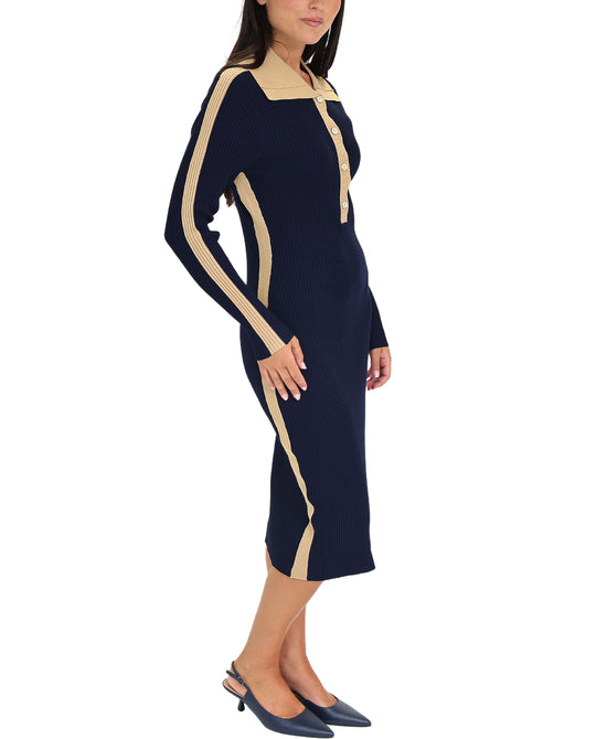Ribbed Colorblock Midi Dress view 