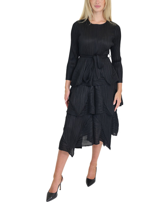 Plisse Tiered Midi Dress view 