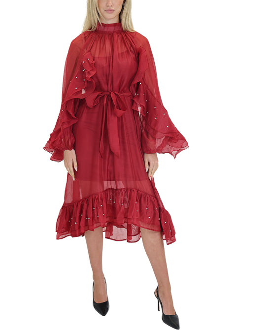 Chiffon Ruffle Dress w/ Rhinestones view 
