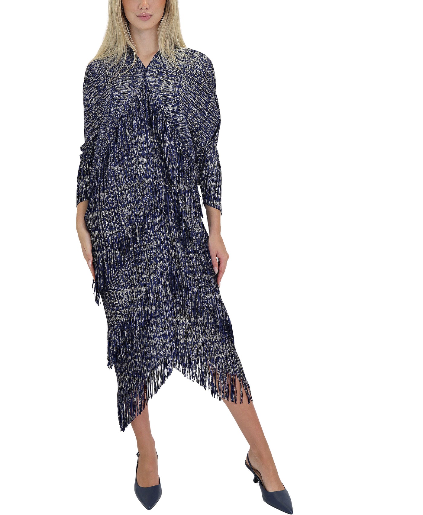 Plisse Maxi Dress w/ Fringe view 1