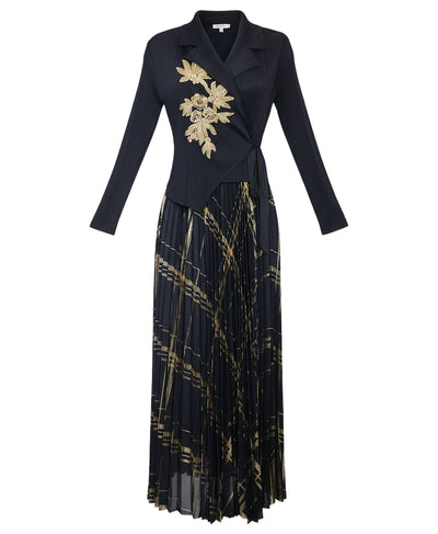 Plisse Maxi Dress w/ Gold Sequins image 2