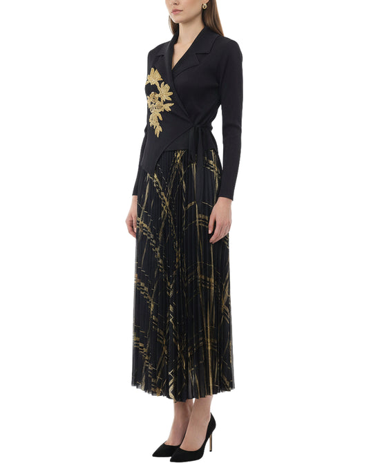 Plisse Maxi Dress w/ Gold Sequins view 