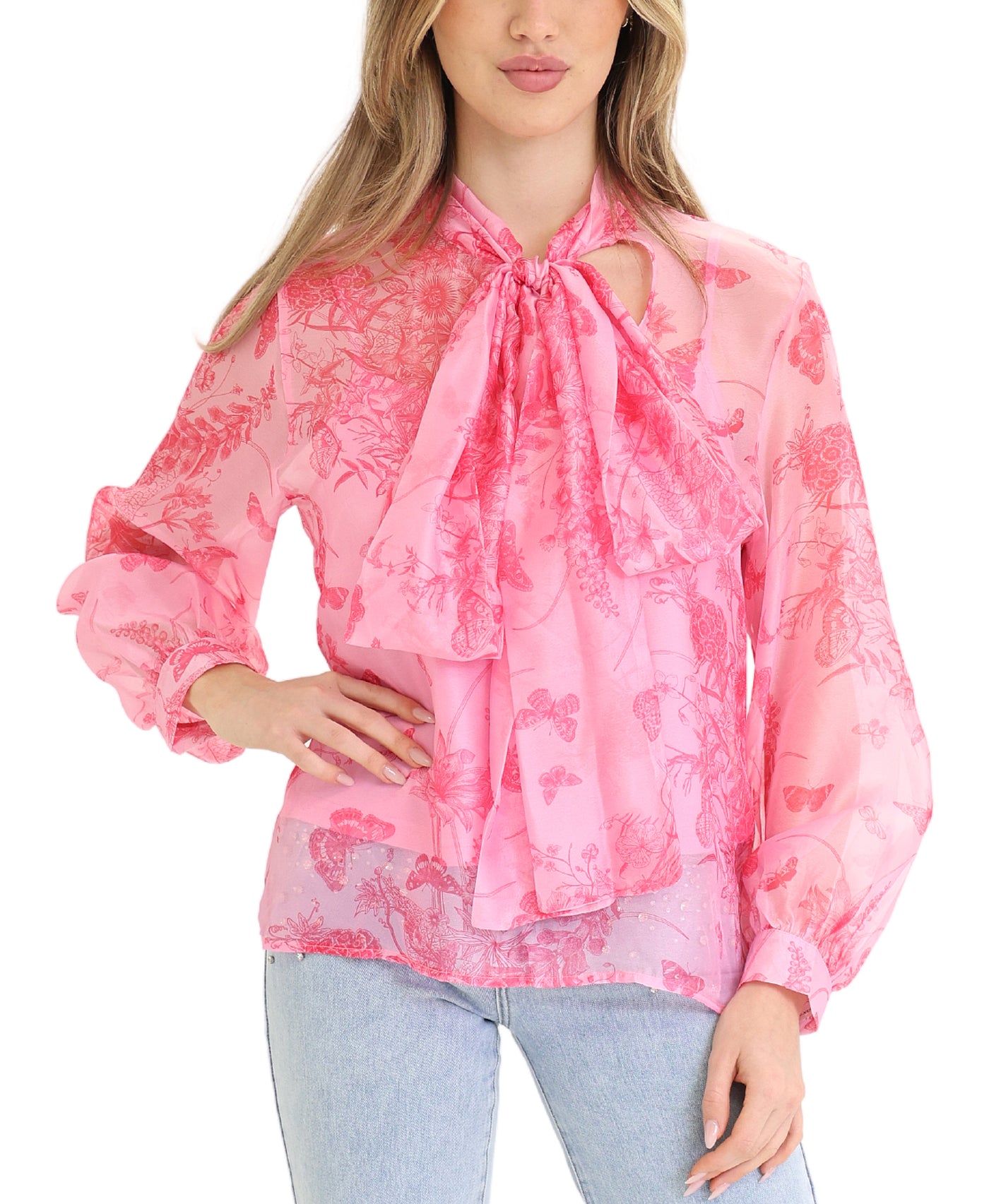 Floral & Butterfly Print Blouse view 1