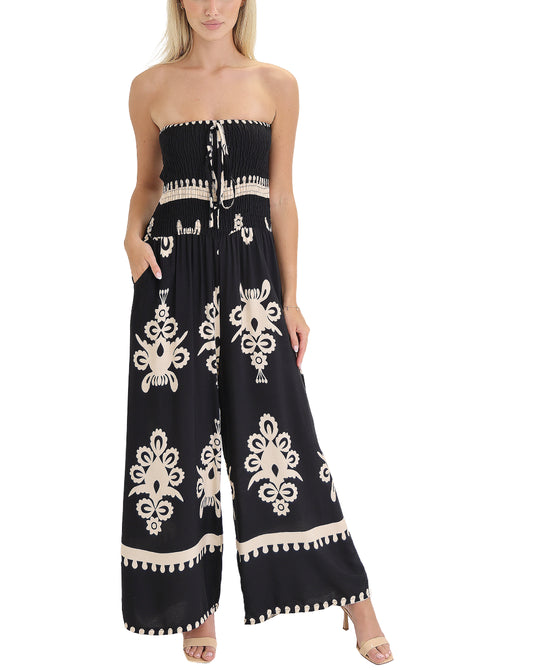 Abstract Print Strapless Jumpsuit view 1