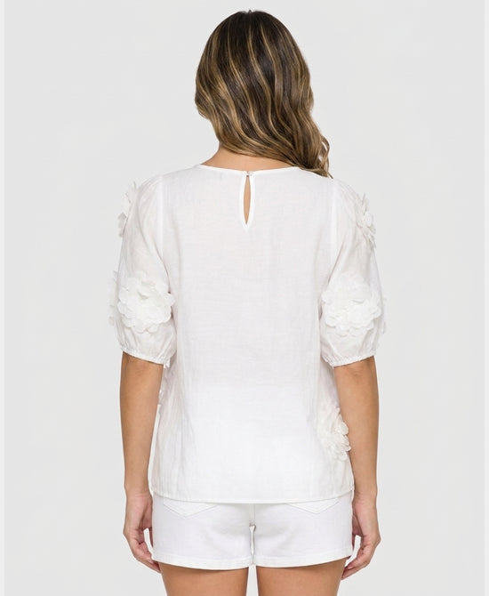 
Sheer Blouse w/ 3D Flowers in WHITE view 2