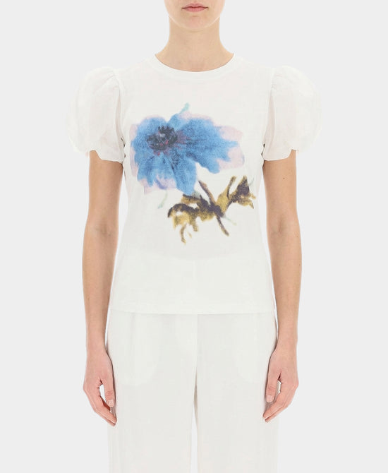 Printed Top w/ Puff Sleeves view 1