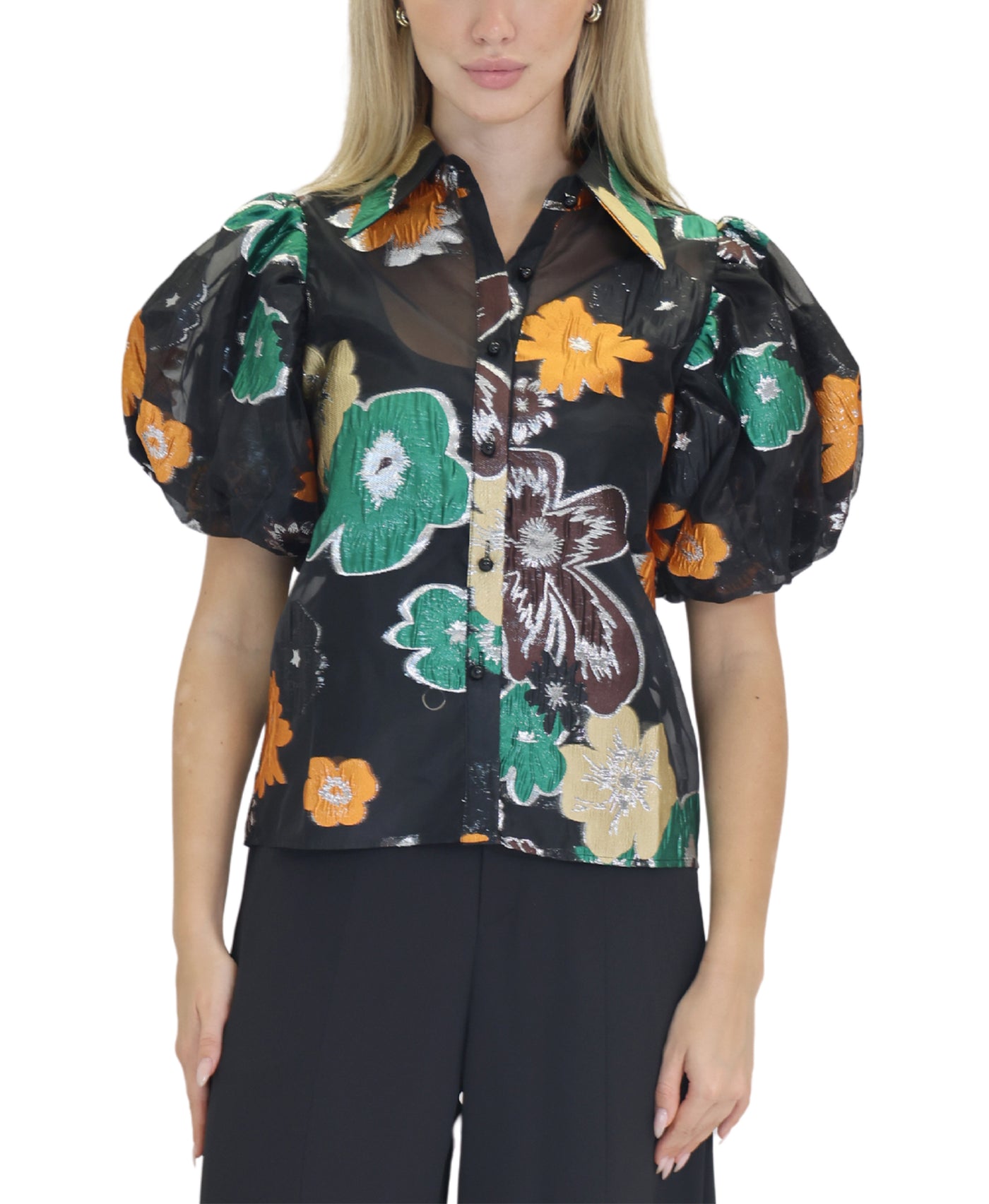 Flower Top w/ Puff Sleeves view 1