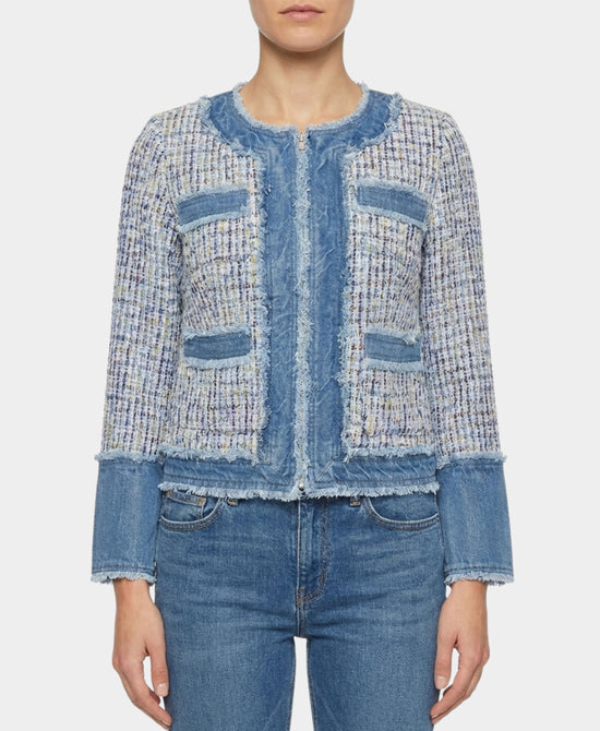 Tweed Jacket w/ Denim Trim view 