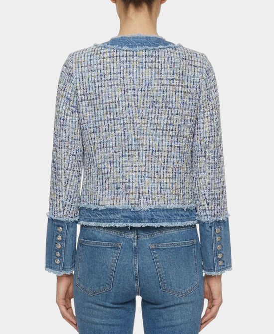 Tweed Jacket w/ Denim Trim view 