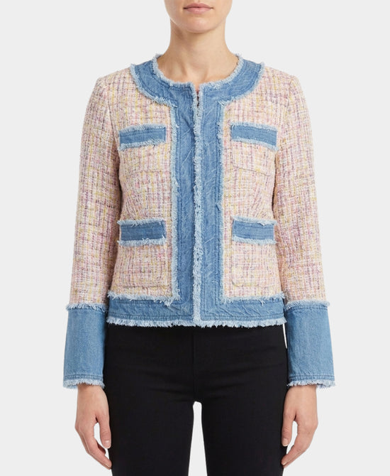 Tweed Jacket w/ Denim Trim view 