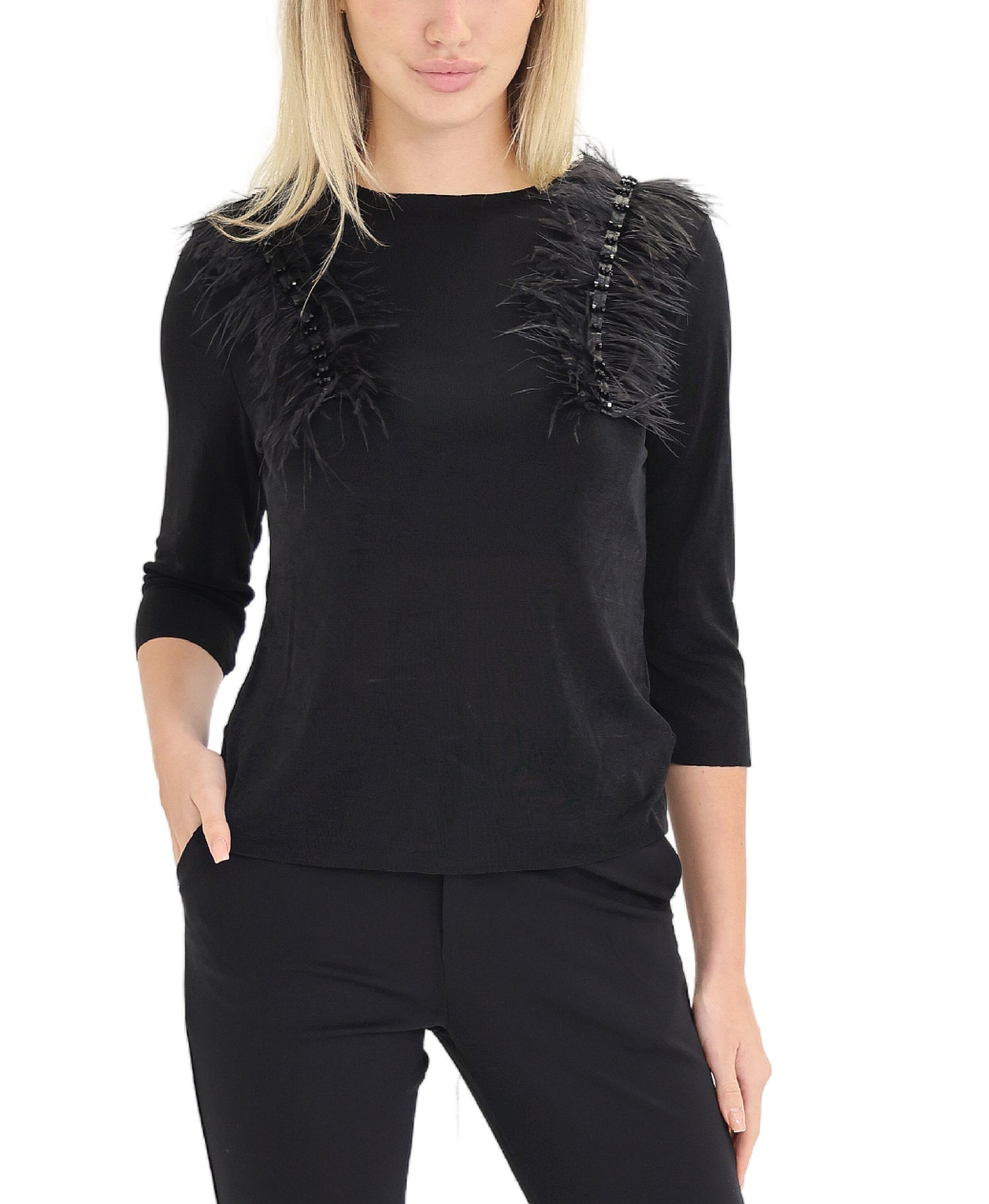 Blouse w/ Feathers & Rhinestones view 1