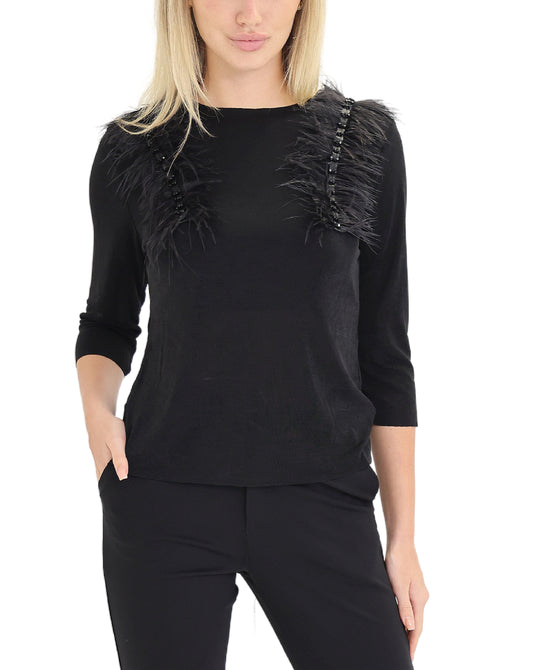 Blouse w/ Feathers & Rhinestones view 