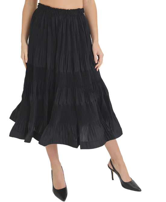 Tiered Crinkle Midi Skirt view 