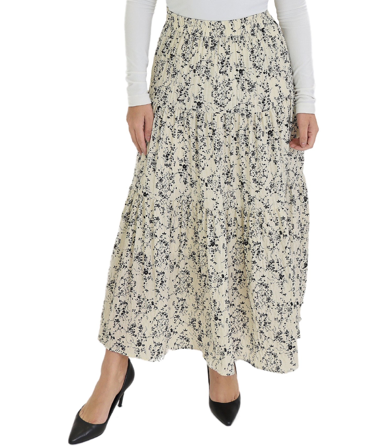 Tiered Floral Midi Skirt image 1